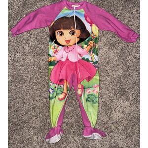 2012 Nickelodeon Dora the Explorer Y2K Footie Sleeper Zip‎ Up Pajamas 4T